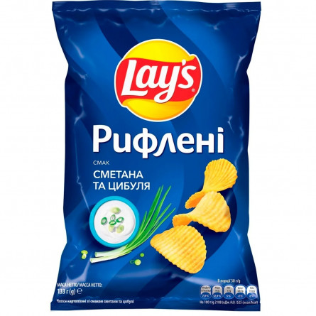 Чипсы Lay's картофельные со вкусом сметаны и лука рифленые 133г slide 1