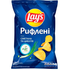 Чипсы Lay's картофельные со вкусом сметаны и лука рифленые 133г mini slide 1