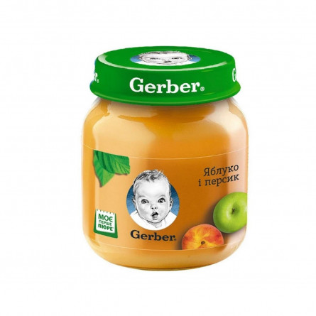 Пюре Гербер яблоко и персик без крахмала и сахара для детей с 5 месяцев 130г slide 1
