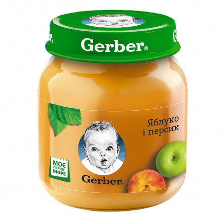 Пюре Гербер яблоко и персик без крахмала и сахара для детей с 5 месяцев 130г slide 2