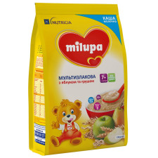 Каша молочная сухая Milupa мультизлаковая быстрорастворимая с яблоком и грушей для детей от 7 месяцев 210г mini slide 3