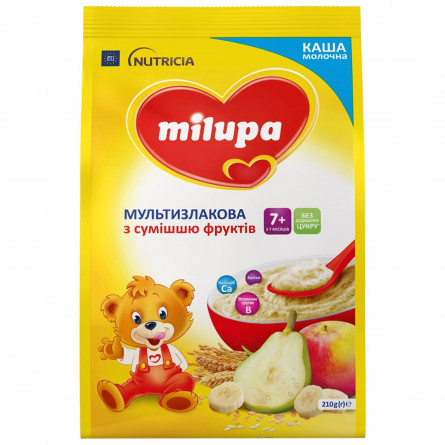 Каша молочна Milupa суха для дітей від 7-ми місяців мультизлакова з сумішшю фруктів 210г slide 4