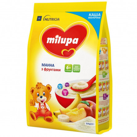Каша молочна Milupa суха швидкорозчинна манна з фруктами 210г slide 1