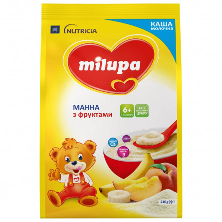 Каша молочна Milupa суха швидкорозчинна манна з фруктами 210г slide 2