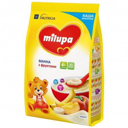 Каша молочна Milupa суха швидкорозчинна манна з фруктами 210г slide 6