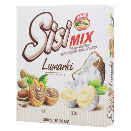 Конфеты Lumar Lumarki Sisi Mix вафельные с кокосовым и арахисовым кремом 300г slide 1
