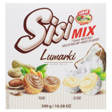 Конфеты Lumar Lumarki Sisi Mix вафельные с кокосовым и арахисовым кремом 300г mini slide 2