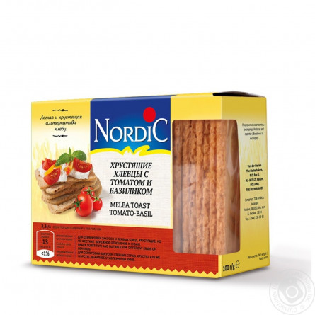 Хлібці Nordic хрусткі з томатом та базиліком 100г slide 1