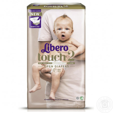 Підгузники Libero Touch 2 для дітей 3-6кг 64шт slide 2