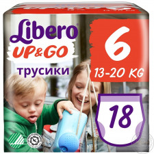 Підгузники-трусики Libero Up&Go 6 для дітей 13-20кг 18шт mini slide 3