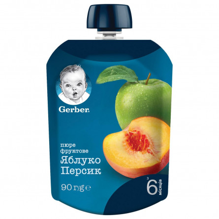 Пюре Gerber Яблуко і персик для дітей з 6 місяців 90г slide 1