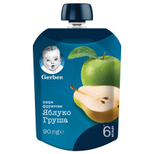 Пюре Gerber Яблуко і груша для дітей з 6 місяців 90г mini slide 1