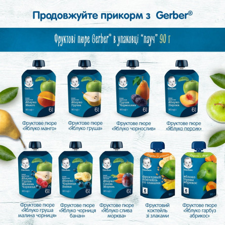 Пюре Gerber Яблоко груша малина черника для детей с 6 месяцев 90г slide 3