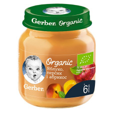 Пюре Gerber Organic Яблоко персик и абрикос 125г mini slide 1