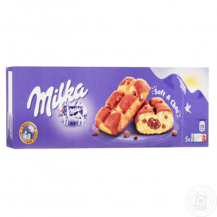 Печенье Milka SoftChoc бисквитное с шоколадной начинкой и кусочками молочного шоколада 175г slide 1