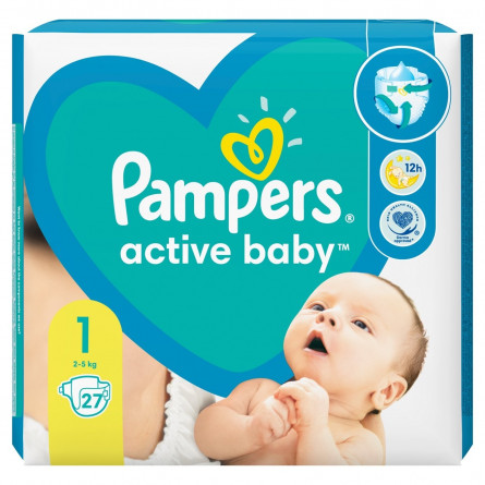 Подгузники Pampers Active Baby размер 1 Newborn 2-5 кг 27шт slide 2