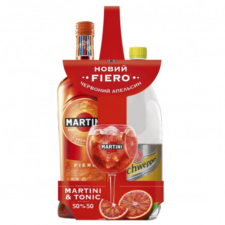 Набір: вермут Martini Fiero Червоний апельсин 14,9% 0,75л + тонік Schweppes 1л slide 1