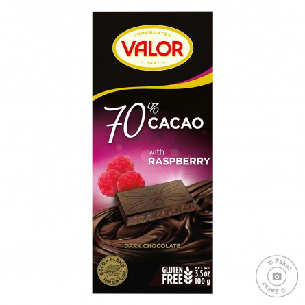 Шоколад черный Valor с малиной 70% 100г slide 1