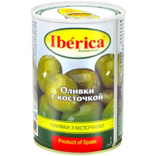 Оливки зелені Iberica з кісточкою 420г mini slide 1
