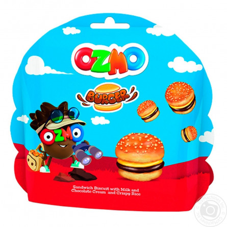 Печенье-сэндвич Ozmo Burger с молочным и шоколадным кремом та рисовими кульками 40г slide 1