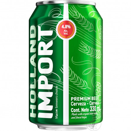 Пиво Holland Import светлое ж/б 4,8% 0,33л slide 2