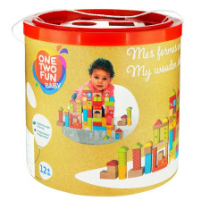 Конструктор One two fun Baby деревянный 75шт mini slide 1