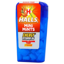 Цукерки Halls Mini Mints апельсин-манго з вітаміном В6 та екстрактом гуарани 12,5г mini slide 2
