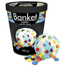 Морозиво Ласунка Banket Bubble Candy-Pops пломбір зі смаком жувальної гумки з драже 500г mini slide 1