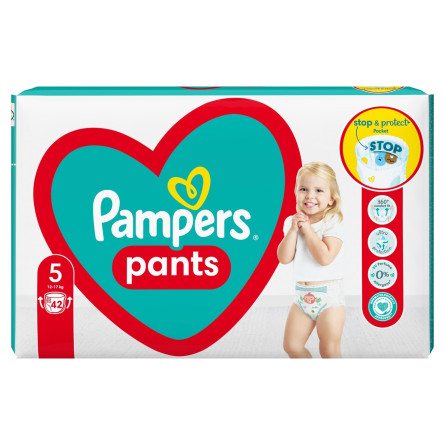 Подгузники-трусики Pampers Pants 5 детские 12-17кг 42шт slide 4