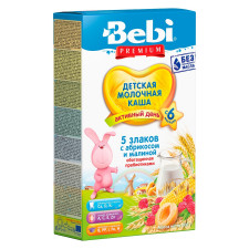 Каша Bebi Premium 5 злаків абрикос та малина 200г mini slide 2