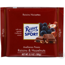 Шоколад Ritter Sport молочный изюм-лесной орех 100г mini slide 2