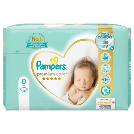 Подгузники Pampers Premium Care размер 0 Newborn <3кг 30шт slide 5