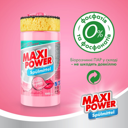 Средство для мытья посуды Maxi Power Бабл Гам 1л slide 2