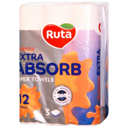 Рушники паперові Ruta Selecta Extra Absorb 3-шарові 12шт slide 1