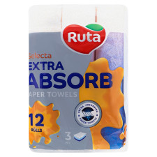 Рушники паперові Ruta Selecta Extra Absorb 3-шарові 12шт mini slide 2