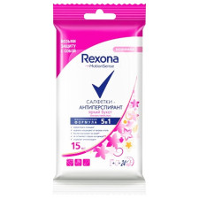 Серветки вологі Rexona Антиперспірант Яскравий букет 4в1 15шт mini slide 1
