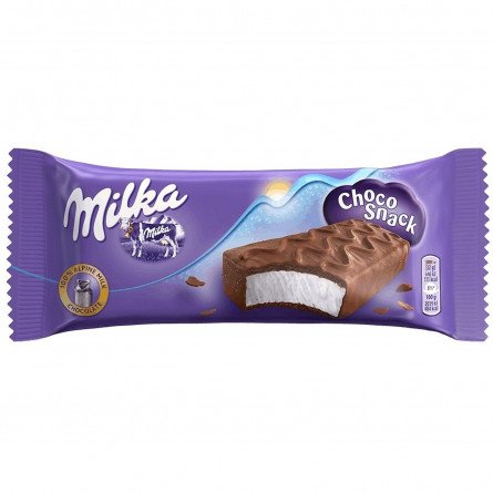 Пирожное Milka Choco Snack бисквитное с кремом в молочном шоколаде 32г slide 1