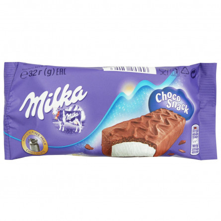 Пирожное Milka Choco Snack бисквитное с кремом в молочном шоколаде 32г slide 2