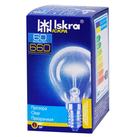 Лампа Іскра Куля електрична прозора PS45-230в 60вт Е14 slide 2