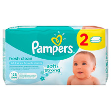Серветки вологі дитячі Pampers Baby Fresh Clean Duo 2х64шт mini slide 1