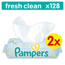 Серветки вологі дитячі Pampers Baby Fresh Clean Duo 2х64шт mini slide 4