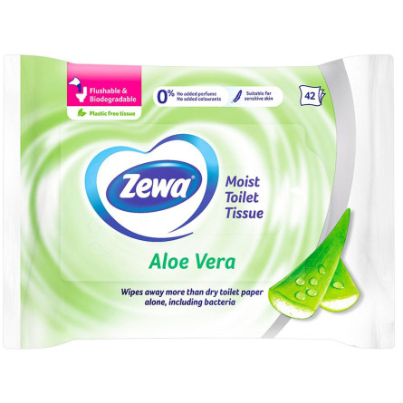 Туалетная бумага Zewa Aloe vera влажный 42шт slide 2