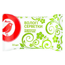 Серветки вологі Ашан з ароматом білого чаю 15шт mini slide 1