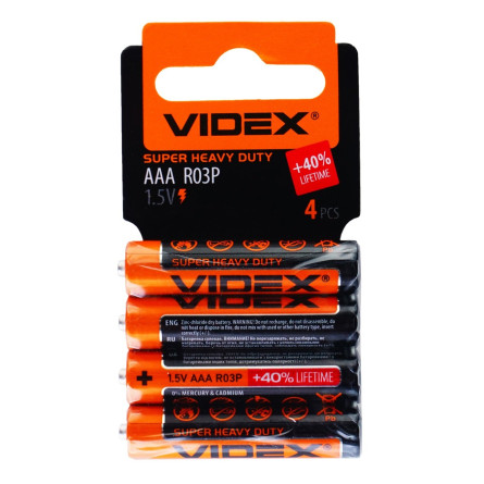 Батарейки Videx солевые ААА R03P 1.5V slide 1