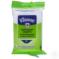 Серветки вологі Kleenex Дбайливий захист антибактеріальні з олією ши та алое вера 10шт mini slide 1