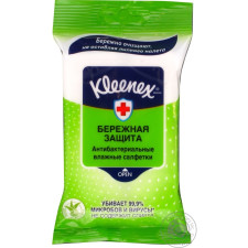 Серветки вологі Kleenex Дбайливий захист антибактеріальні з олією ши та алое вера 10шт mini slide 2