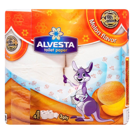 Папір туалетний Alvesta диня тришаровий 4шт slide 2