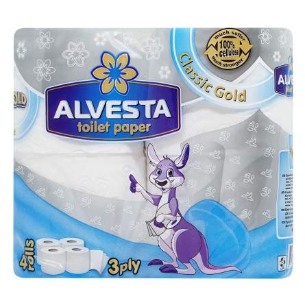Папір туалетний Alvesta Classic тришаровий 4шт slide 2