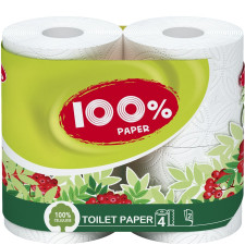 Папір туалетний Рута 100% Paper двошаровий 4шт mini slide 1