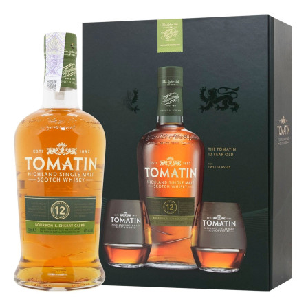 Віскі Tomatin Twin Pack 12y.o. 43% 0,7л + 2 келихи slide 1
